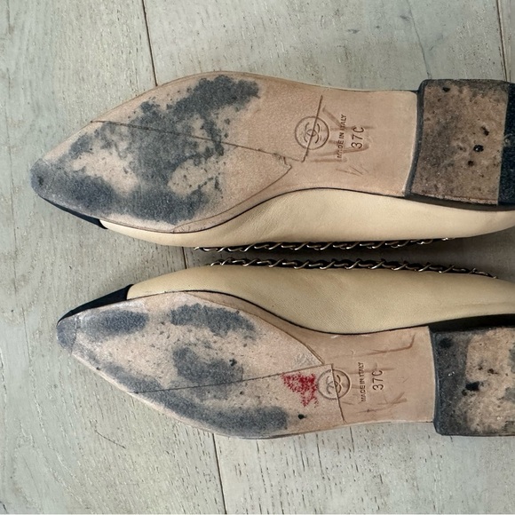 Chanel Lambskin Grosgrain Chain Cap Toe Flats 37 - Picture 8 of 12